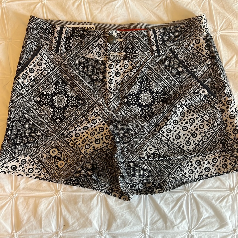 Cartonnier Anthropologie Navy/White Paisley Patchwork Shorts